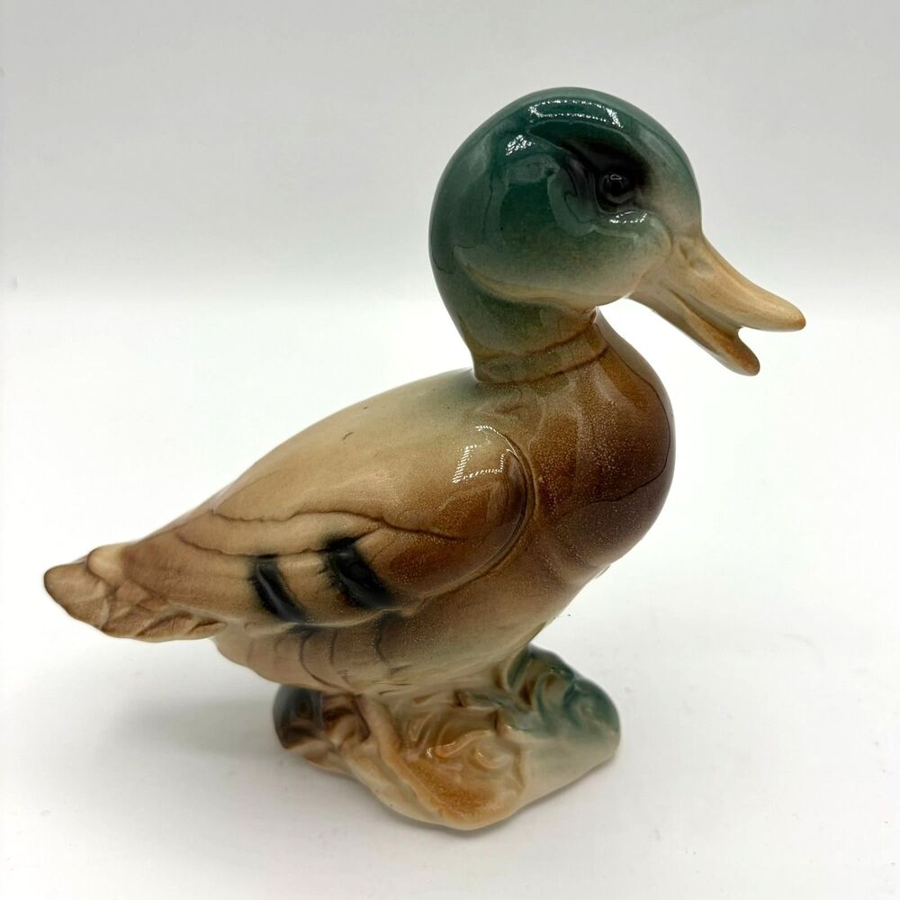 Vintage Mid-Century Porcelain Mallard Duck Figurine